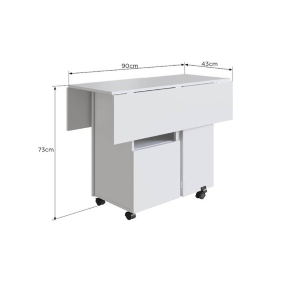 Encontraproduto.com.br - Armário Lateral com Mesa Dobrável Berlim Branco Nova Móbile