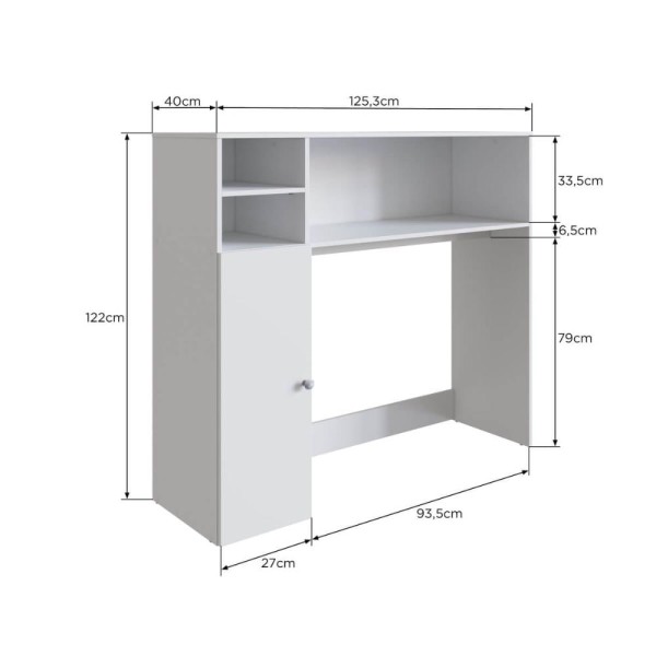 Encontraproduto.com.br - Armário Lateral com Mesa Dobrável Berlim Branco Nova Móbile