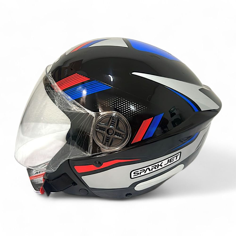 Encontraproduto.com.br - Capacete Spark Jet Sting 58 Preto Com Prata EBF