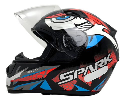 Capacete EBF New Spark Dragon  Preto Fosco e Vermelho