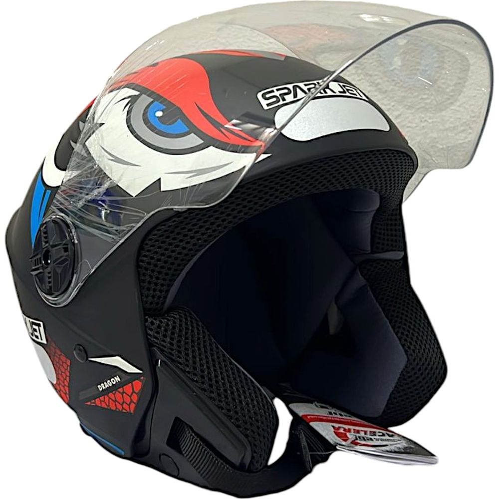 Capacete Spark Jet Dragon N58 Preto Fosco Vermelho EBF