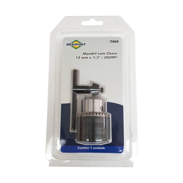 Encontraproduto.com.br - Mandril com Chave Brasfort 13MM x 1/2 Polegada
