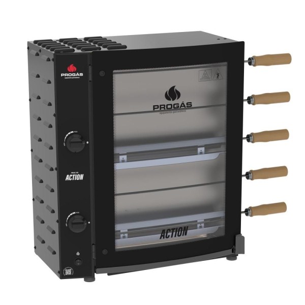 Forno Rotativo A Gás Progás 5 Espetos Queimador Tubular Bivolt Prac-05t Action