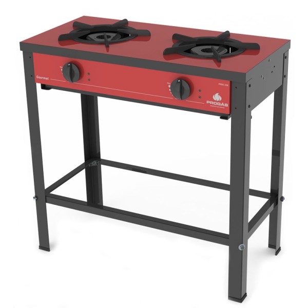 Encontraproduto.com.br - Fogão Progás Vermelho 2 Queimadores Simples Prge-200 Gourmet
