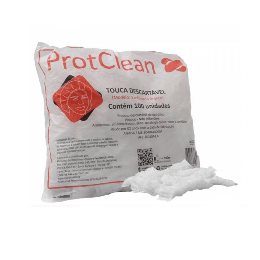 Encontraproduto.com.br - Touca Descartável Sanfonada Protclean Branca com 100 - Protdesc