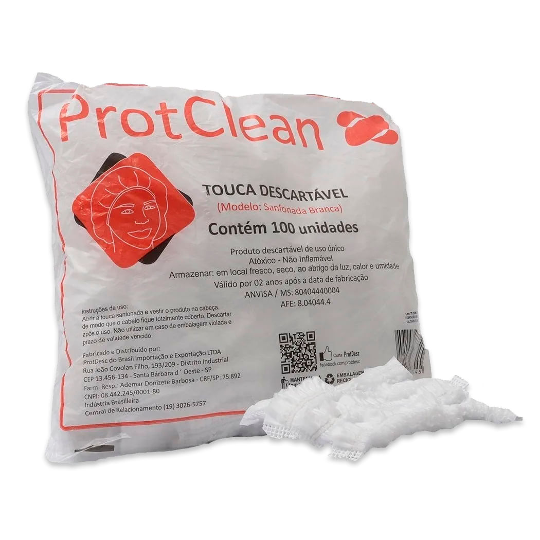 Encontraproduto.com.br - Touca Descartável Sanfonada Protclean Branca com 100 - Protdesc