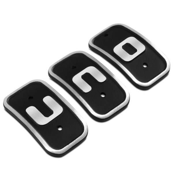 Encontraproduto.com.br - Pedaleiras Esportivas Tuning  Grafia Uno Preta em Alumínio 3 Peças Shutt Universal