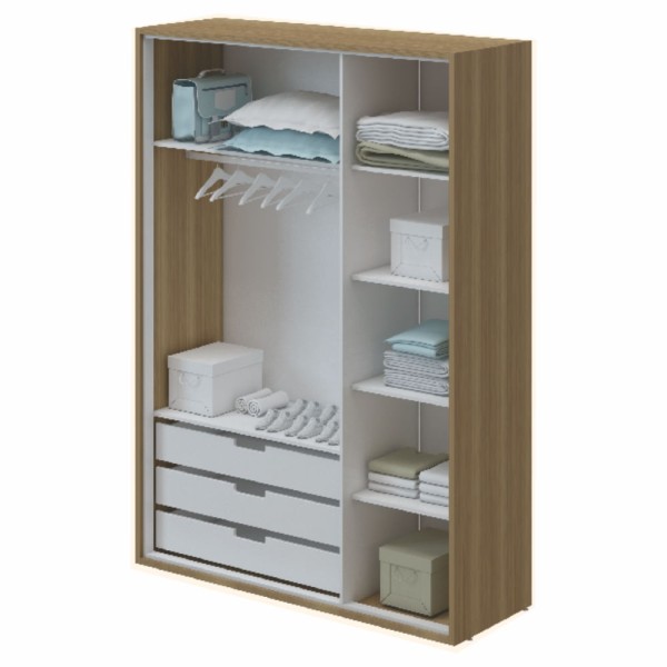 Encontraproduto.com.br - Roupeiro para Bebês 3 Portas e 3 Gavetas com Cabideiro Carvalho Avelã 100% MDF