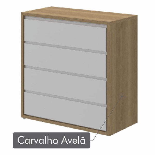 Encontraproduto.com.br - Cômoda 4 Gavetas Wood Carvalho Avelã Acabamento em Laca 100% MDF 18mm
