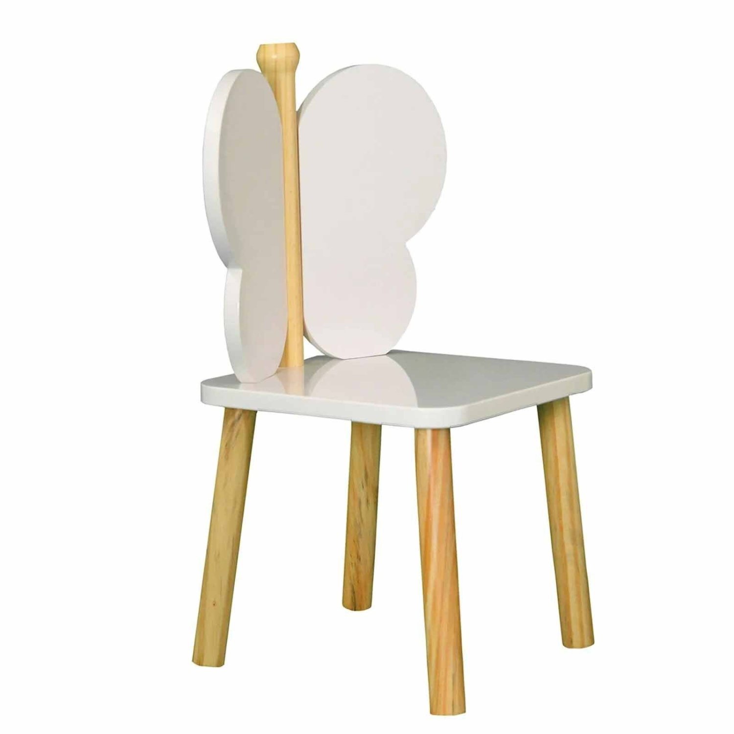 Cadeira Infantil Hora de Brincar Borboleta - Pinus/Branco