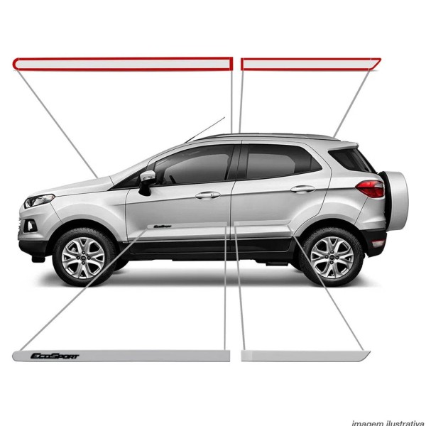 Encontraproduto.com.br - Jogo Friso Lateral Ecosport 2013 A 2019 Prata Dublin Cor Original Grafia Dupla Face