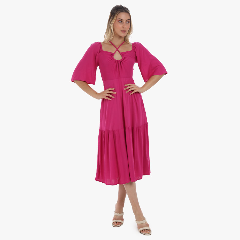 Encontraproduto.com.br - Vestido Midi com Amarracao