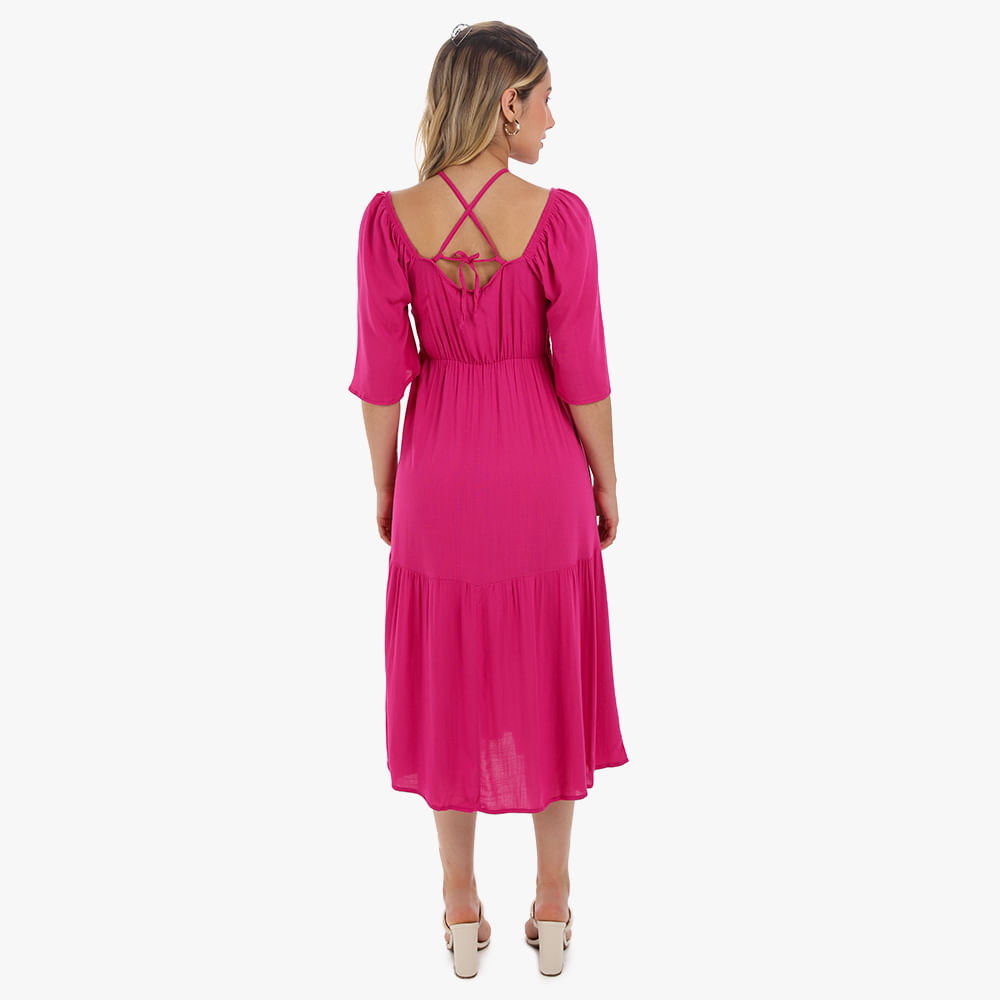 Encontraproduto.com.br - Vestido Midi com Amarracao