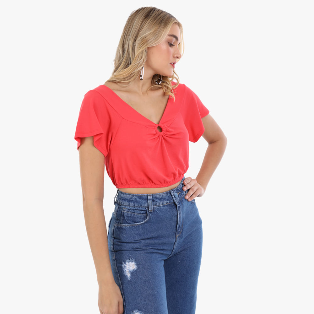 Encontraproduto.com.br - Cropped Piquet com Argola
