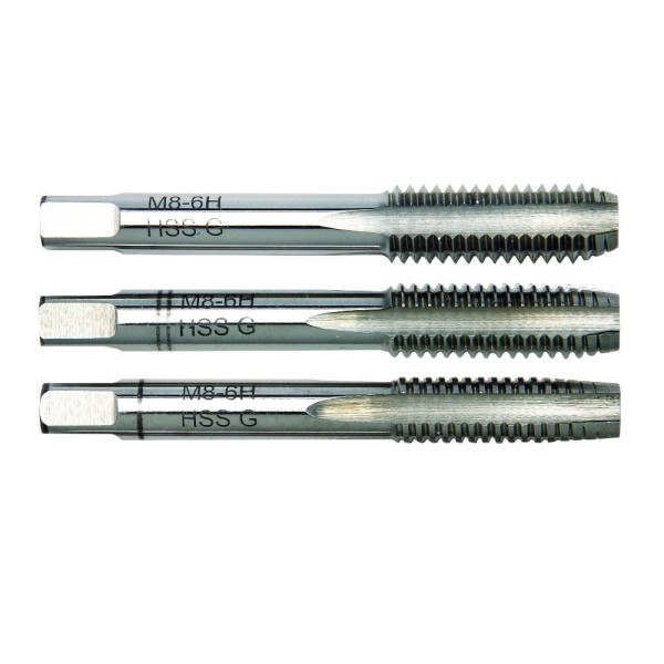 Encontraproduto.com.br - Macho Manual Seriado em Aço Rápido (HSS) Rosca Whitworth Grossa (BSW) - Jogo com 3 Peças - 7/16