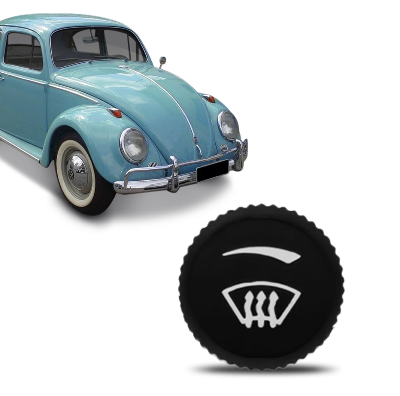 Botão Desembaçador Painel Fusca Brasília Variant Kombi Preto Ventilador