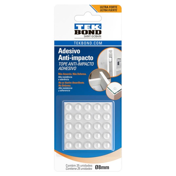 Encontraproduto.com.br - Adesivo Anti-impacto Tek Bond Redondo P 8mm com 25 unidades
