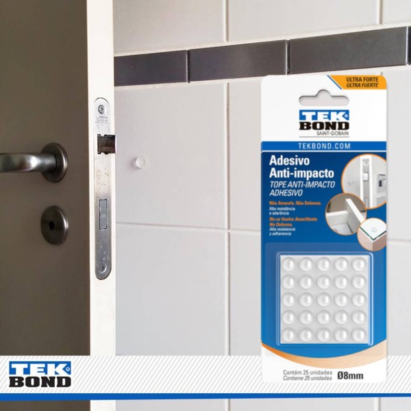Encontraproduto.com.br - Adesivo Anti-impacto Tek Bond Redondo P 8mm com 25 unidades