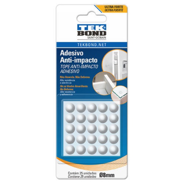 Encontraproduto.com.br - Adesivo Anti-impacto Tek Bond Redondo P 8mm com 25 unidades