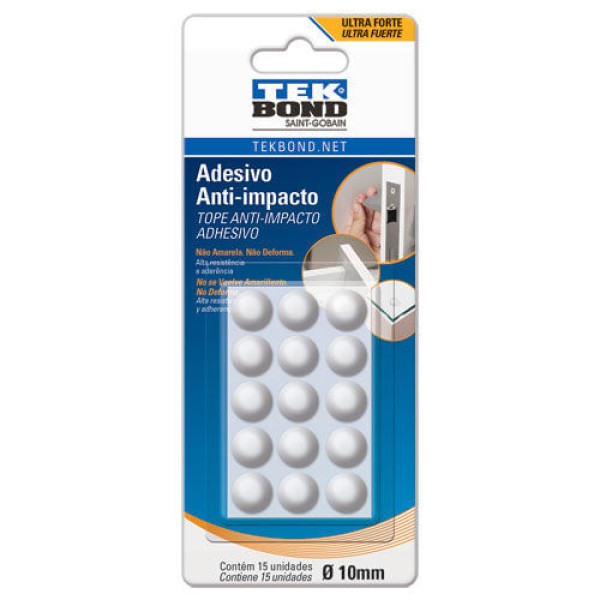 Encontraproduto.com.br - Adesivo Anti-impacto Tekbond Redondo M 10 mm com 15 unidades