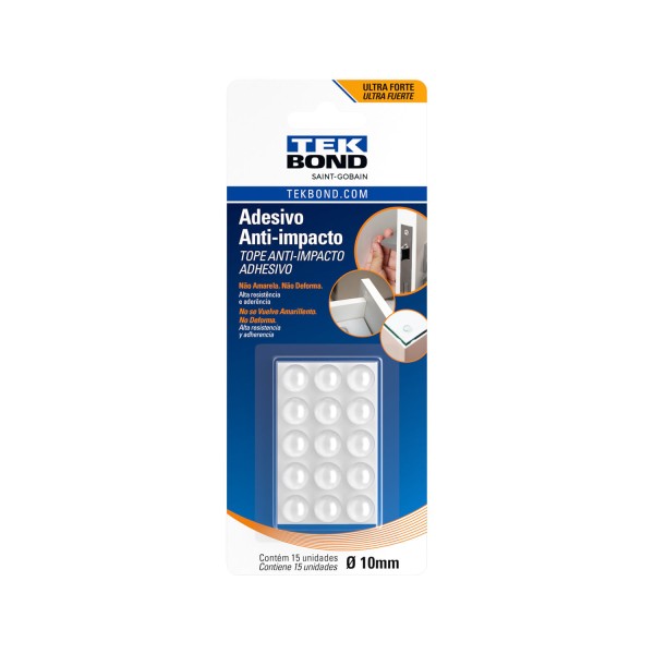 Encontraproduto.com.br - Adesivo Anti-impacto Tekbond Redondo M 10 mm com 15 unidades