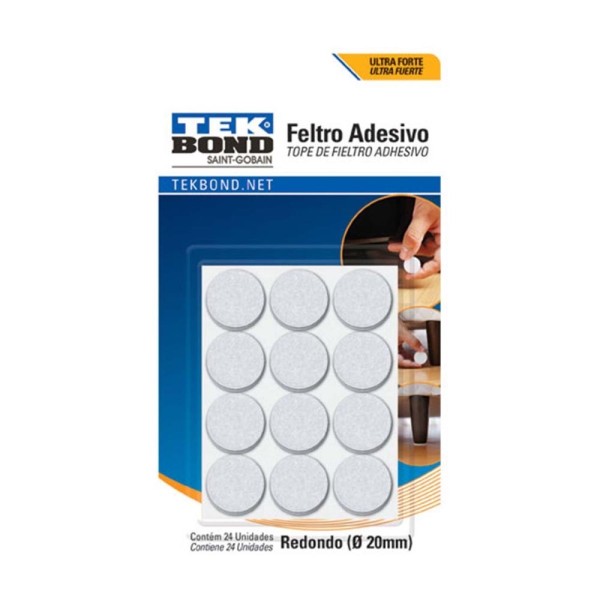 Feltro Redondo 20mm Branco Cart com 24 Un - Tekbond