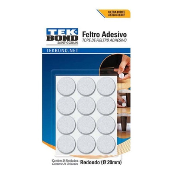 Encontraproduto.com.br - Feltro Redondo 20mm Branco Cart com 24 Un - Tekbond