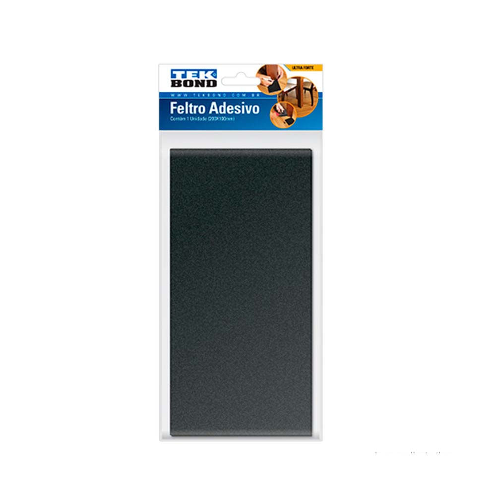 Feltro retangular 20x10cm com 1 unidade preto Tekbond