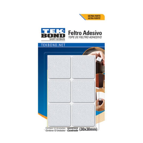 Encontraproduto.com.br - Feltro Quadrado 30mm Branco Cart com 12 Un - Tekbond