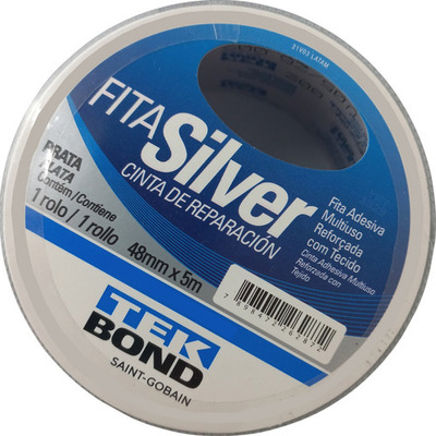 Fita Adesiva Silver Tape Prata 48 Mm 5M Tekbond