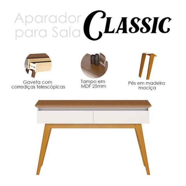 Encontraproduto.com.br - Aparador Classic - Off White Com Freijó