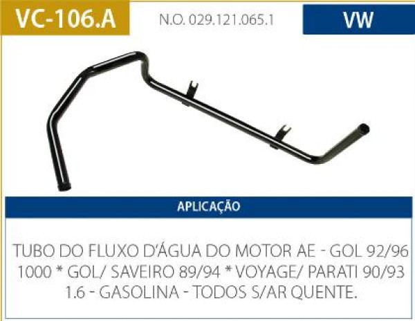 Tubo Refrigeracao Motor Gol G1 1.6 1989 A 1994 Cht Gas S Ar