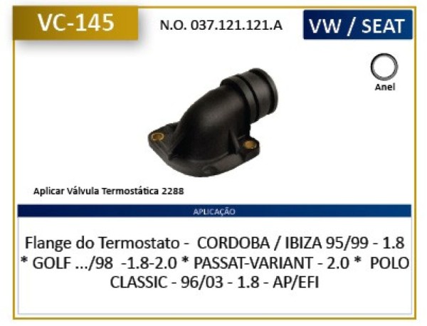 Encontraproduto.com.br - Flange Termostato Seat Inca 1998 a 2001 - 176092 - VC145