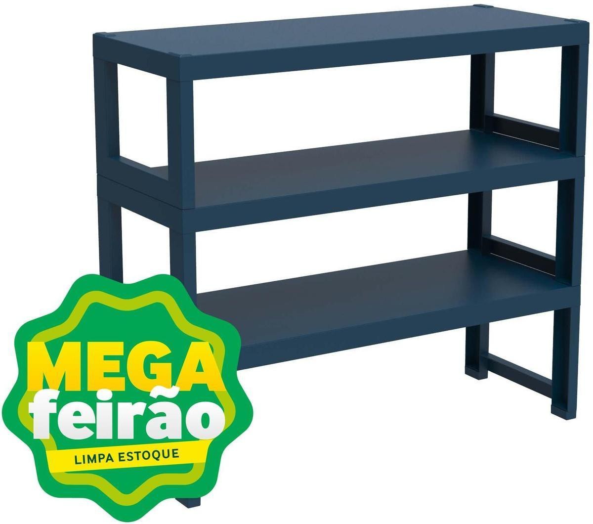 Estante Decorativa 3 Prateleiras Organize Quadra Navy 76x70x30cm