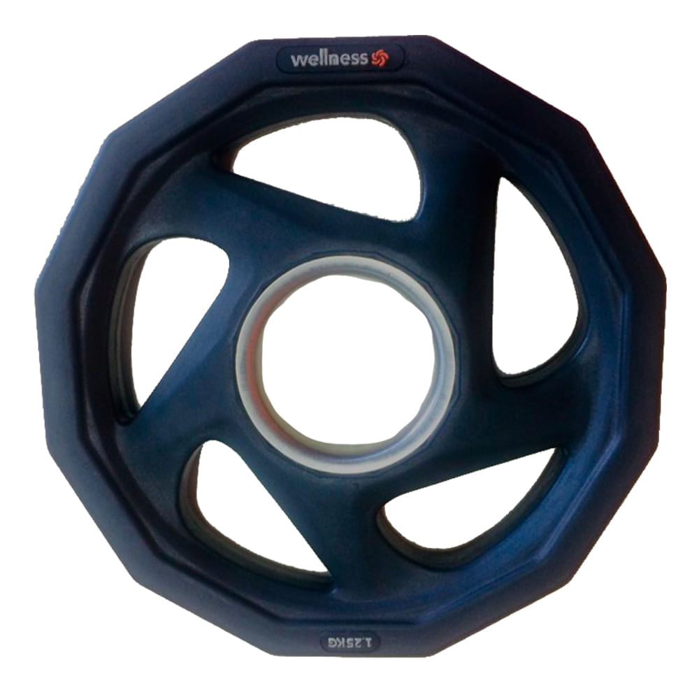 Encontraproduto.com.br - Anilha Olímpica Rubber com 5 Furos de 1.25kg Wellness - WK010