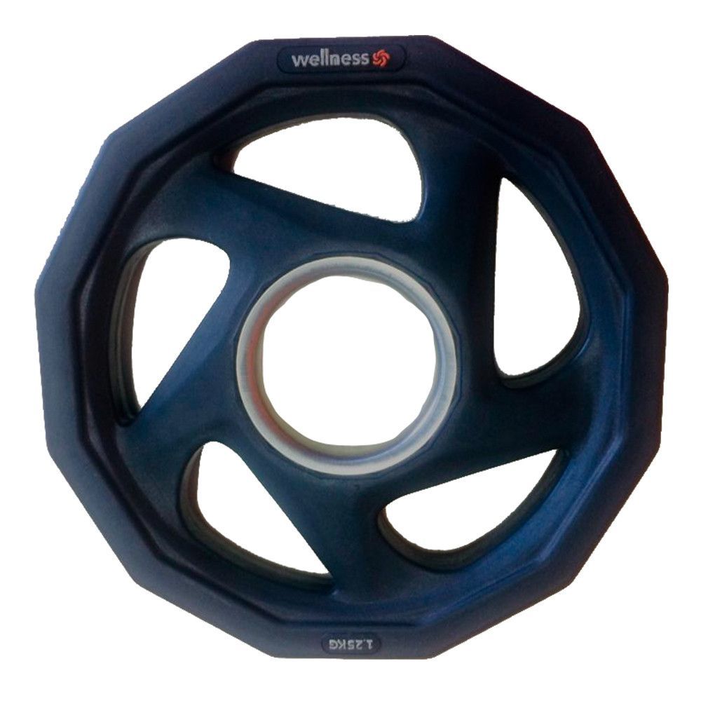Encontraproduto.com.br - Anilha Olímpica Rubber com 5 Furos de 1.25kg Wellness - WK010