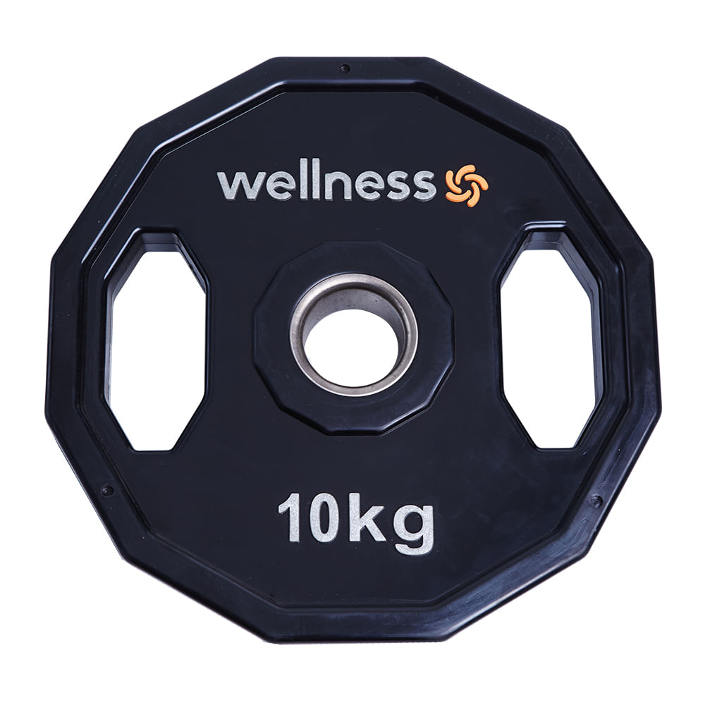 Encontraproduto.com.br - Anilha Olímpica Poliuretano 12 Faces de 10 KG Wellness - WK016