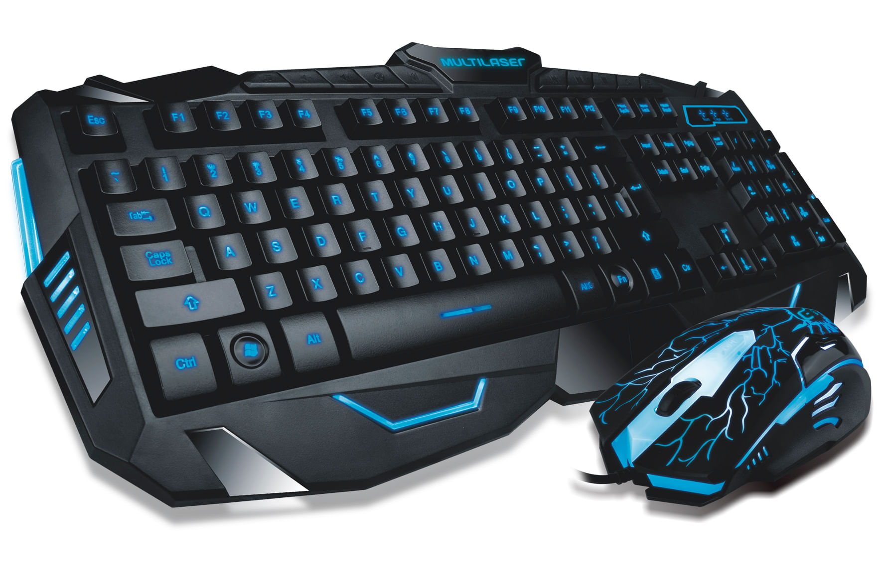 Encontraproduto.com.br - Teclado e Mouse Gamer Com Hotkeys Multimidia LED Azul Multilaser - TC195