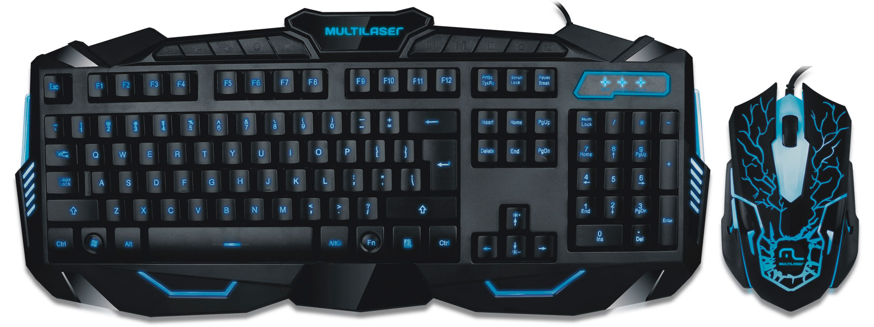 Encontraproduto.com.br - Teclado e Mouse Gamer Com Hotkeys Multimidia LED Azul Multilaser - TC195