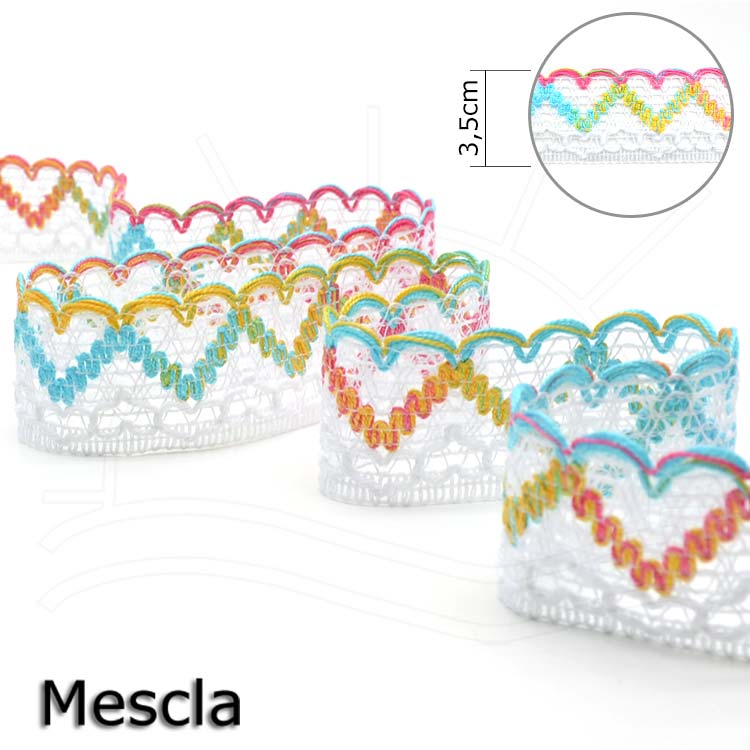 Renda Cuore c/ Fio Mescla 3,5cm - 30m