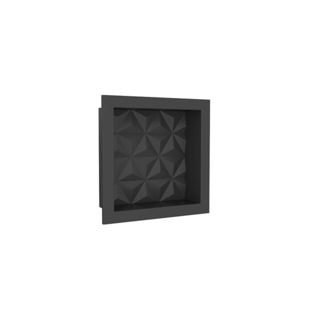 Encontraproduto.com.br - Nicho para Banheiro Mult Preto Textura Triangular 30x30cm - Cozimax