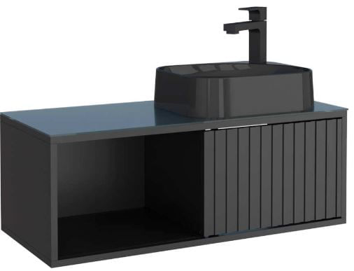Gabinete madeira Lugo 80CM Preto Cozimax