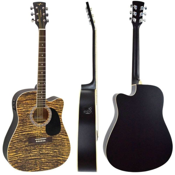 Encontraproduto.com.br - Violão Folk Eletrico Aco Vck 370 Mf Vogga Mahogany Flamed
