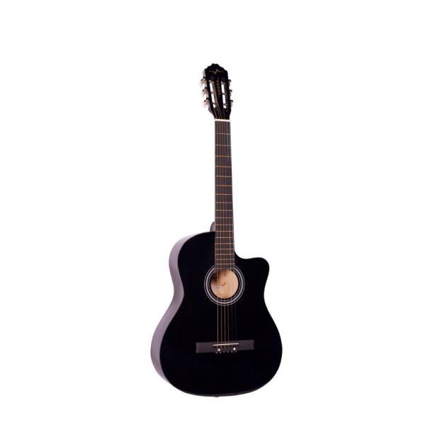 Encontraproduto.com.br - Violao Acustico Aco Classico C/ Cutaway 39 Pol Vca202nc Bk Preto Vogga