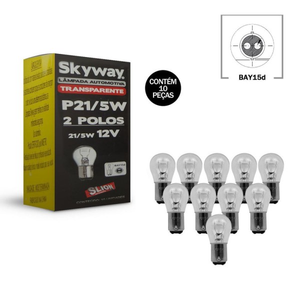 Encontraproduto.com.br - Lampada Automotiva Skyway 12v P21/5w 2 Polos Caixa Com 10