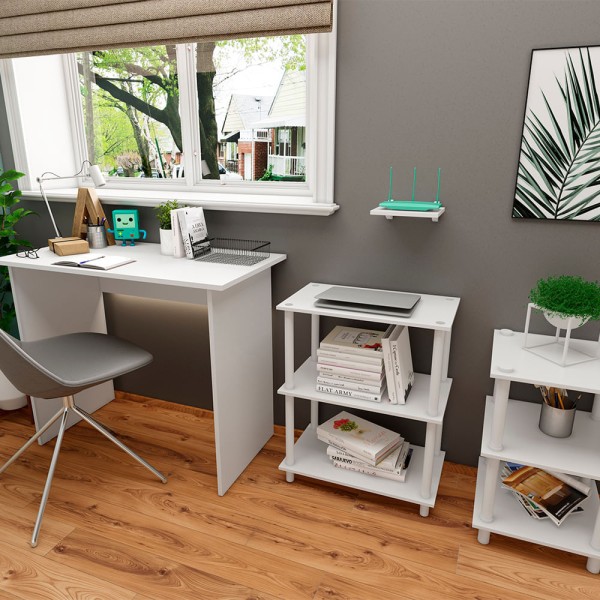 Encontraproduto.com.br - Mesa Lateral Prat-K com 3 Níveis Branca 35x35x56cm