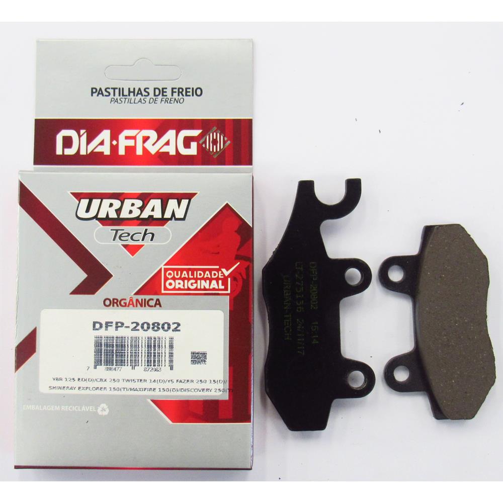Encontraproduto.com.br - Pastilha Freio Moto Urban Tech - Diafrag - DFP20802