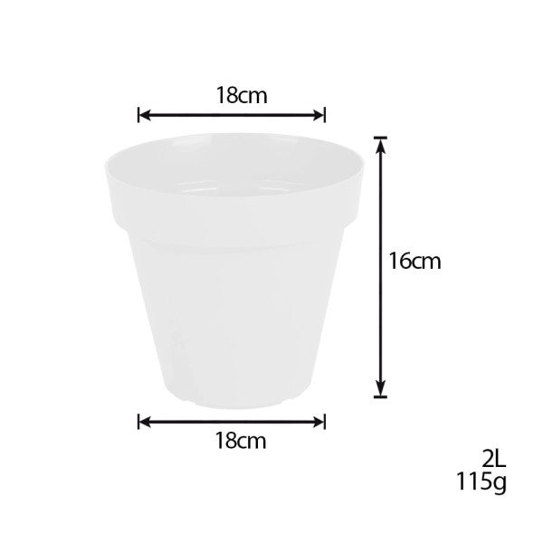 Encontraproduto.com.br - Vaso para Plantas em Polietileno Sampa Branco Sólido 18X16CM - I.SAMP.018.016.06 - Vasart