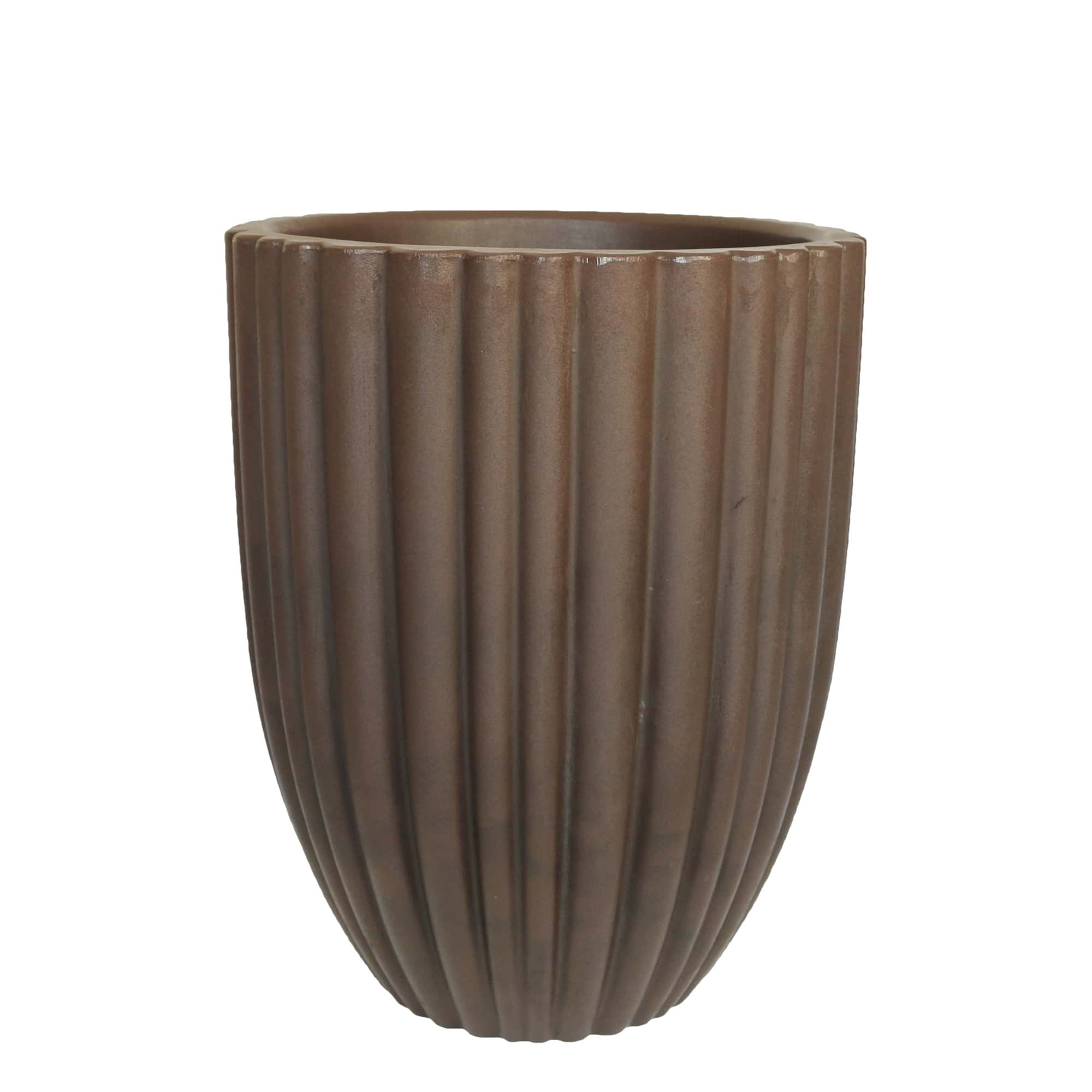 Encontraproduto.com.br - Vaso Para Plantas Redondo Cacau 42 X 54 Cm Vasart Cor 05 - Antique Camurça Listras
