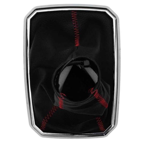 Encontraproduto.com.br - Coifa Câmbio Tuning Celta 2000 2001 2002 2003 2004 2005 2006 Preto Costura Vermelha Base Cromad